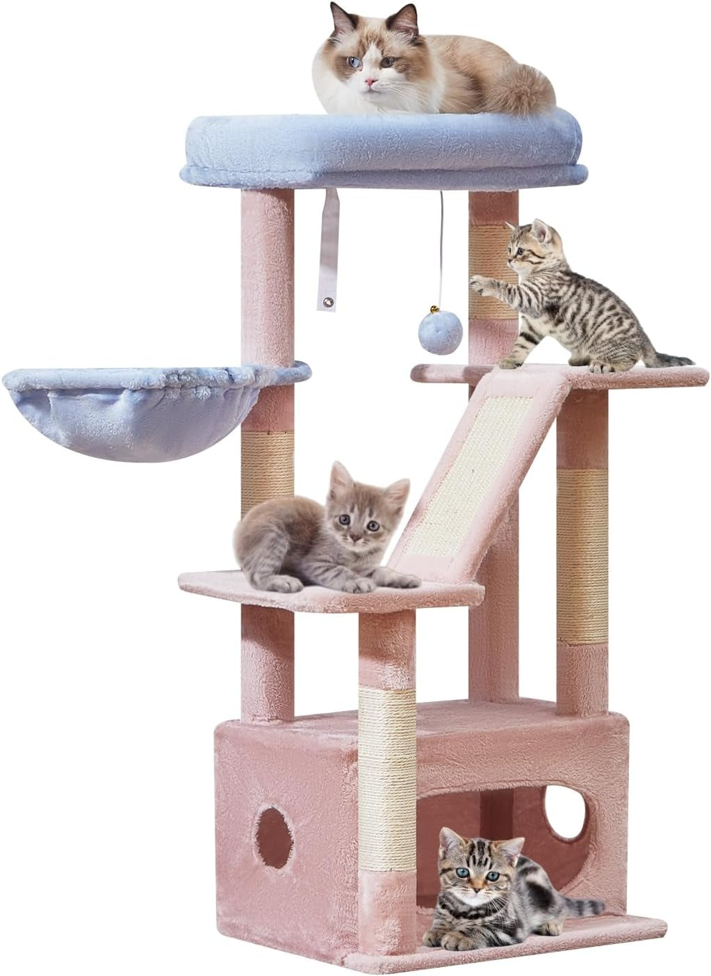 38-Inch Cat Tree for Indoor Cats with Condo, Hammock & Perch