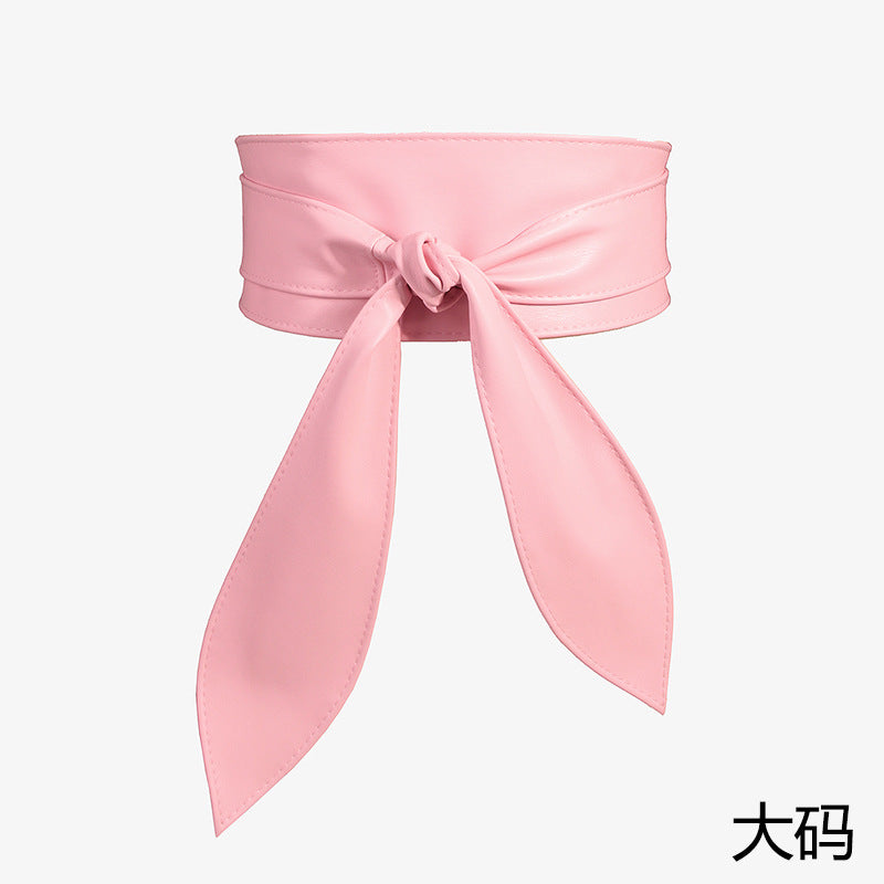 Amazon Cross-border Women's Wide Waist Cover Soft All-match Elegant Bow Ribbon Super Long In Stock Tie Belt