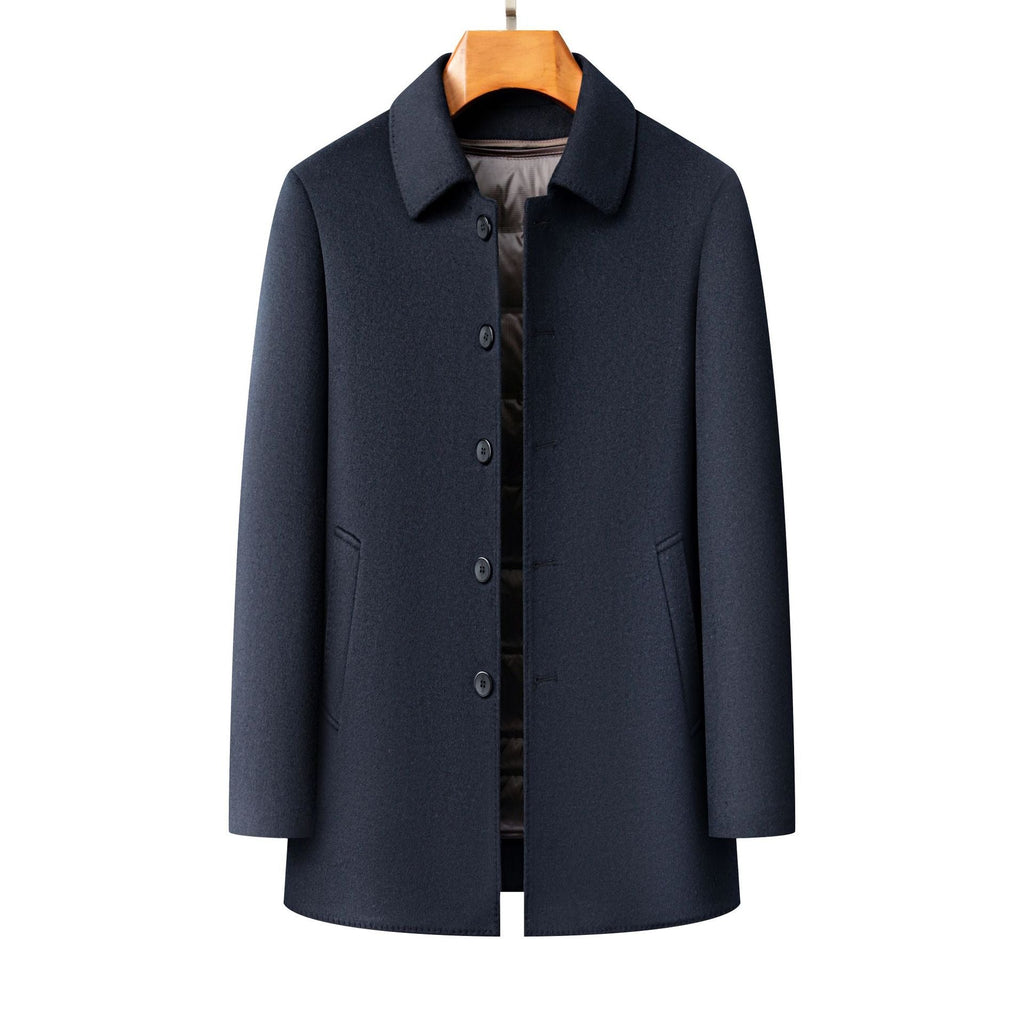 Middle-aged Men's Lapel Double-sided Woolen Coat