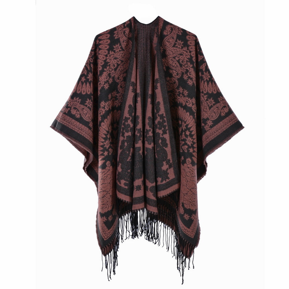 Tasseled Thickened Warm Faux-cashmere Shawl