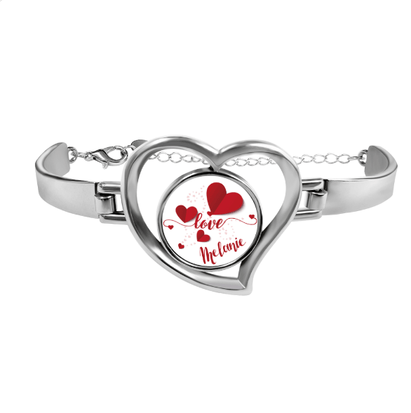 Personalized Heart Bracelet – Custom Name Love Bangle