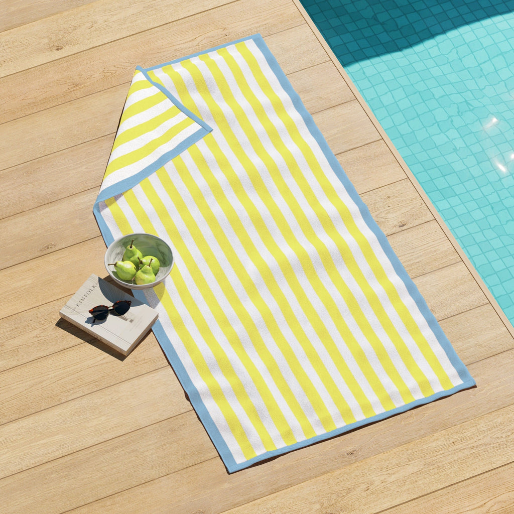 Oversized Striped Border Cabana Beach Towels - Santa Cruz