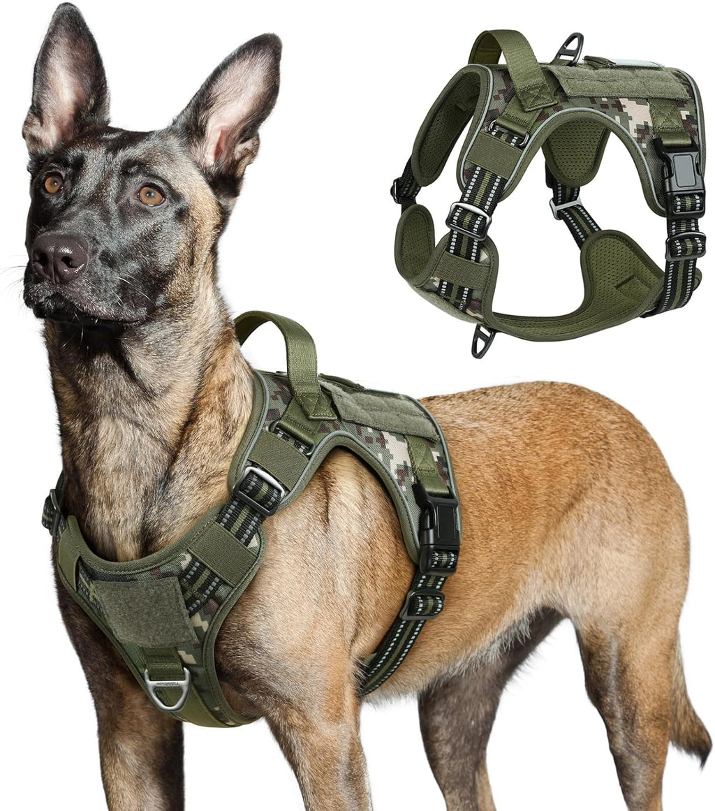No-Pull Tactical Dog Harness MOLLE Vest for Medium & Large Dogs
