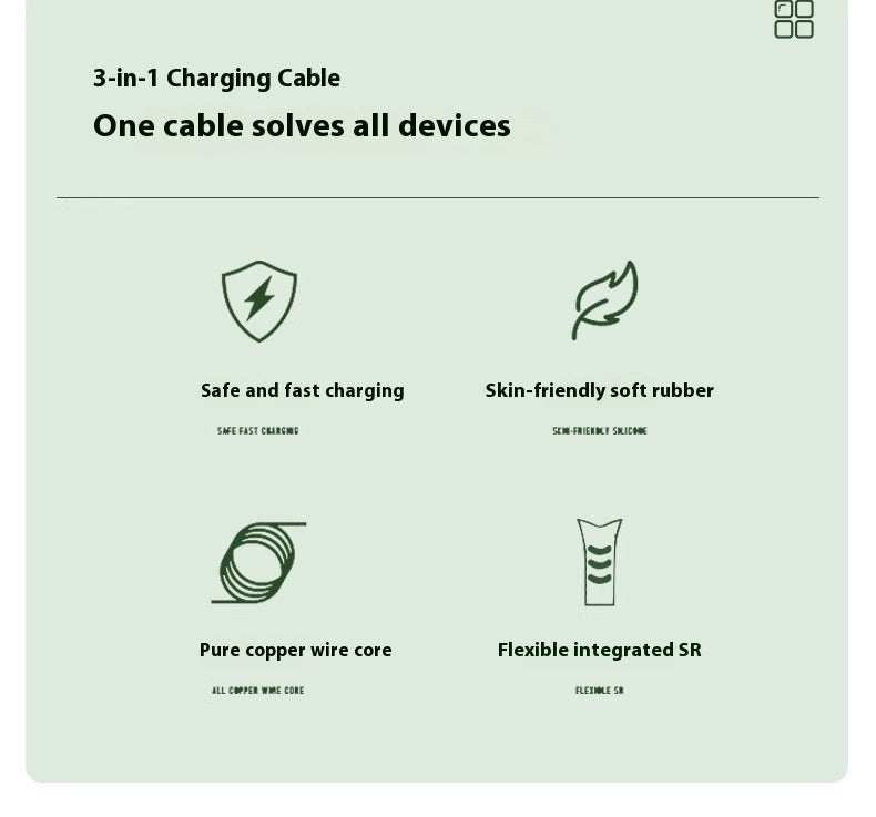 Data Cable Three-in-one Mobile Phone Charging Cable