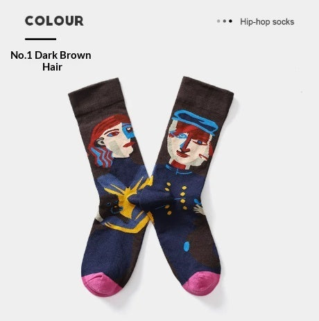 French Creative Socks Illustration Art Socks For Men And Women Couples