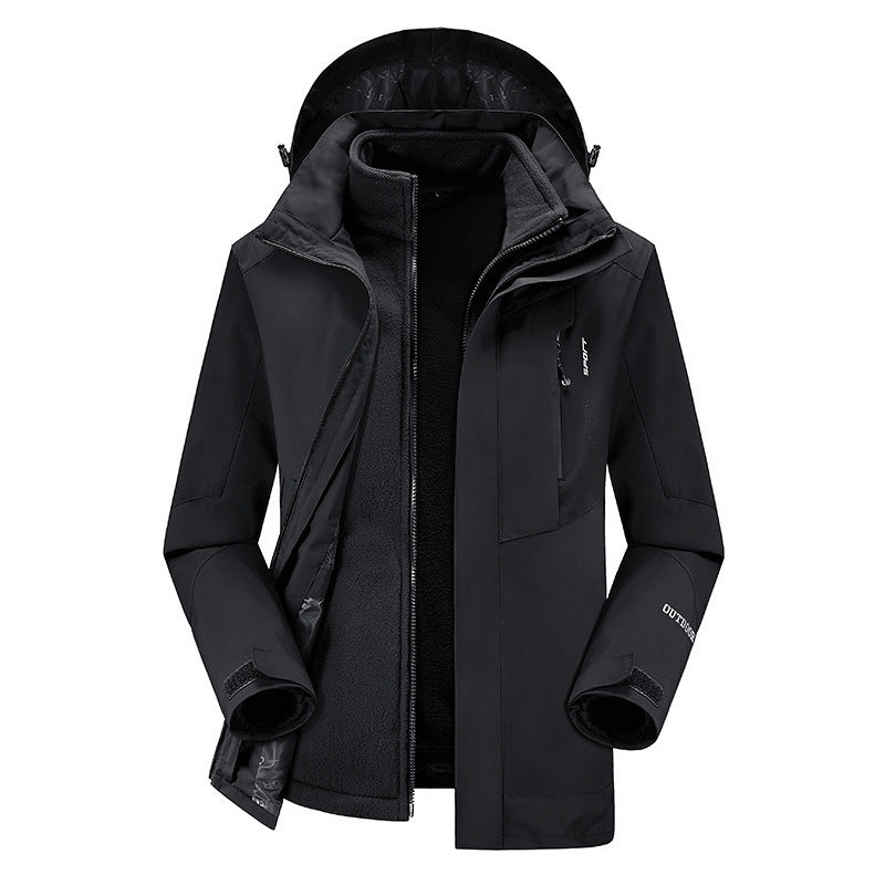 Outdoor Two-piece Windproof 3-in-1 Jacket, Plus-size