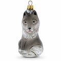 Gray Wolf Glass Christmas Ornament