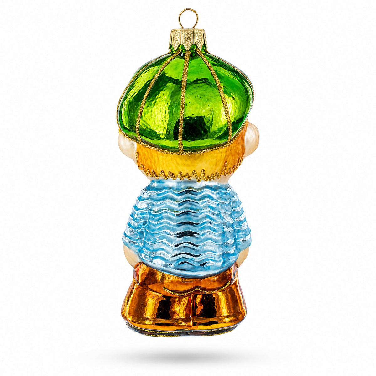 Toddler Boy With Pacifier Glass Christmas Ornament