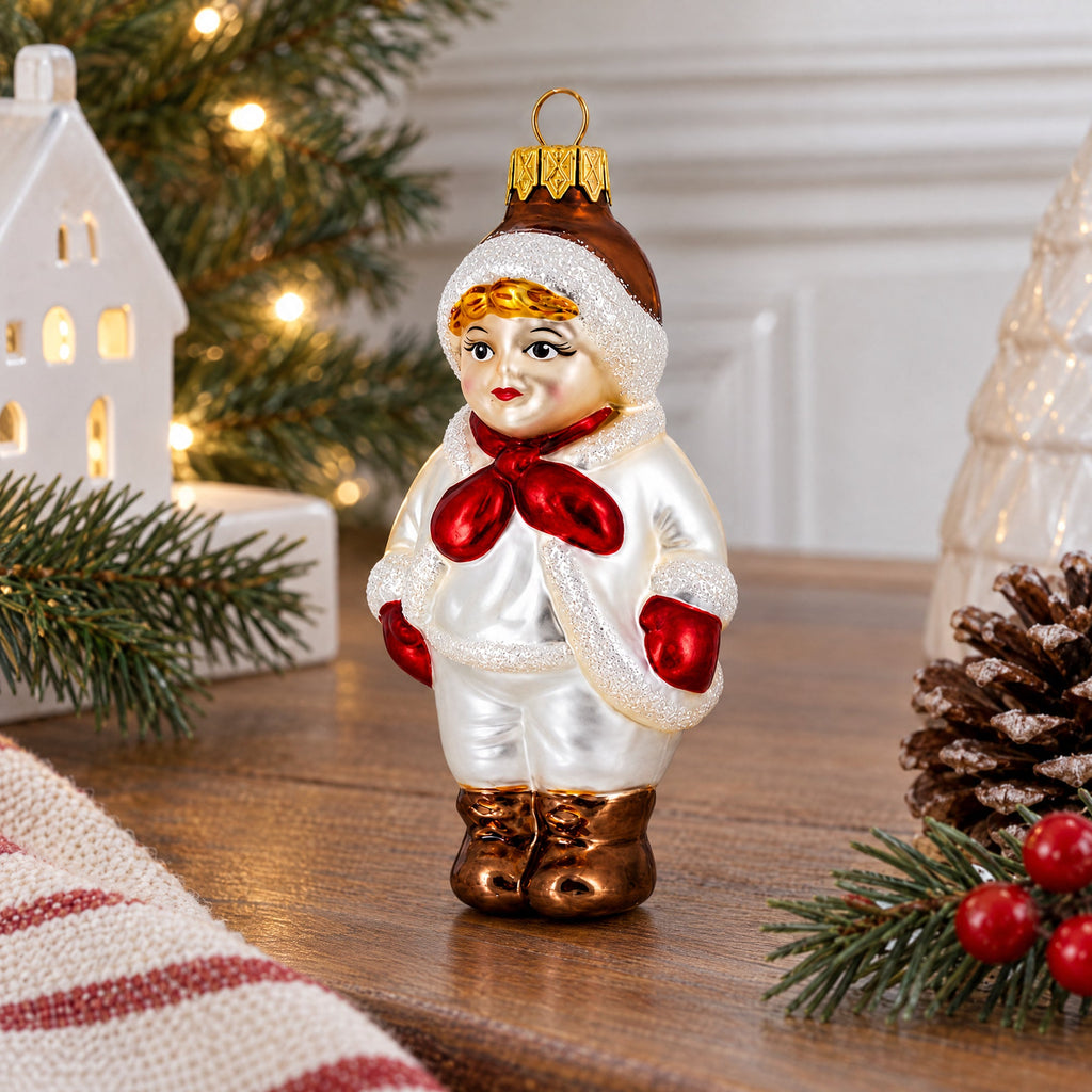 Boy Wearing Vintage Style Costume Glass Ornament