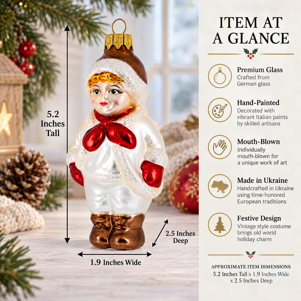 Boy Wearing Vintage Style Costume Glass Ornament