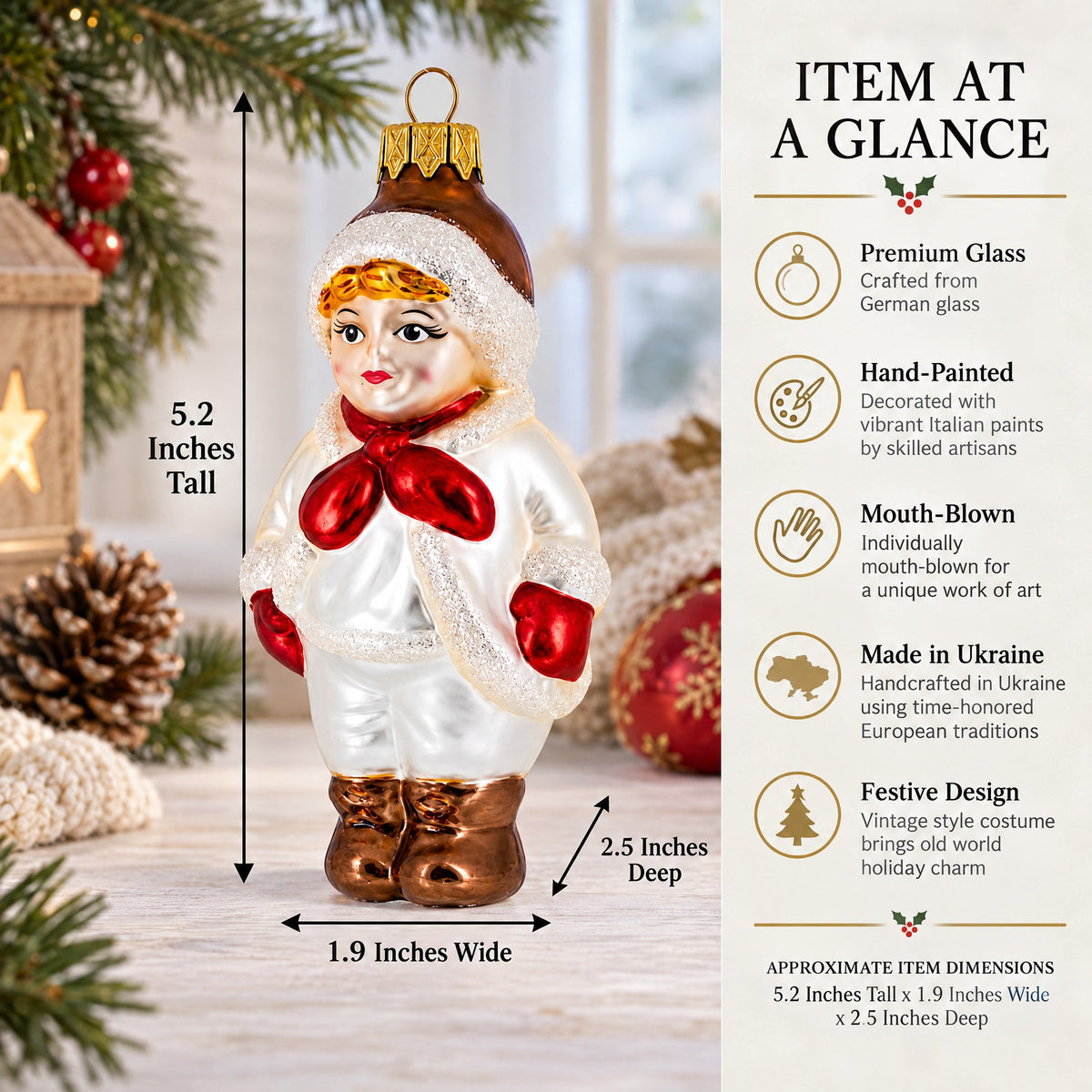 Boy Wearing Vintage Style Costume Glass Ornament