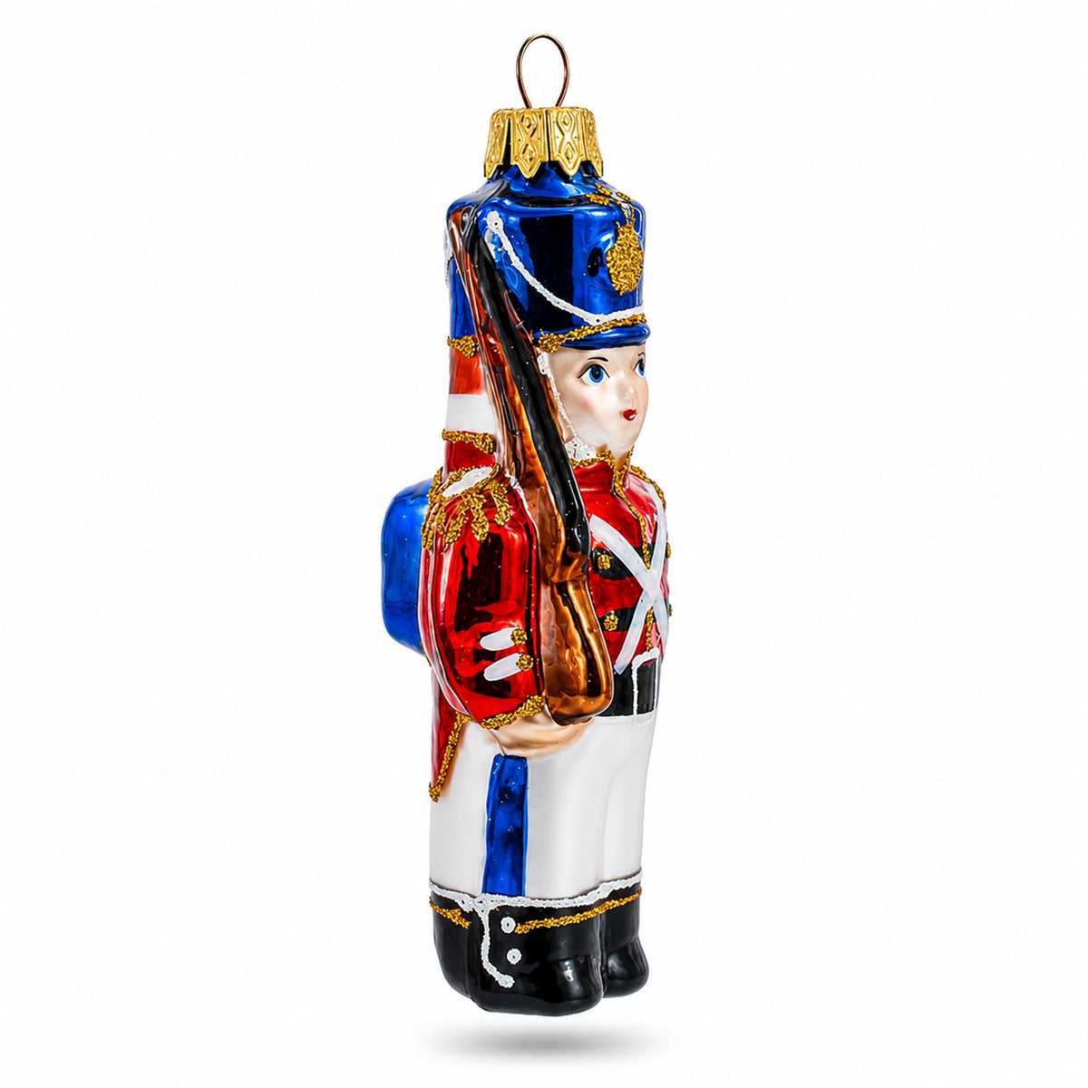 Retro Soldier Holding Rifle Glass Christmas Ornament