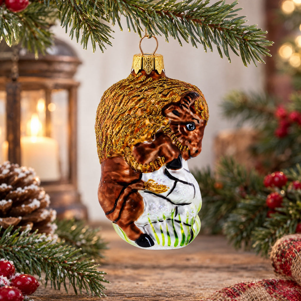 Bison Glass Christmas Ornament