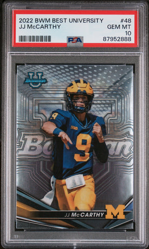 Graded 2022 Topps Bowman Best University JJ McCarthy #48 Rookie RC Football Card PSA 10 Gem Mint
