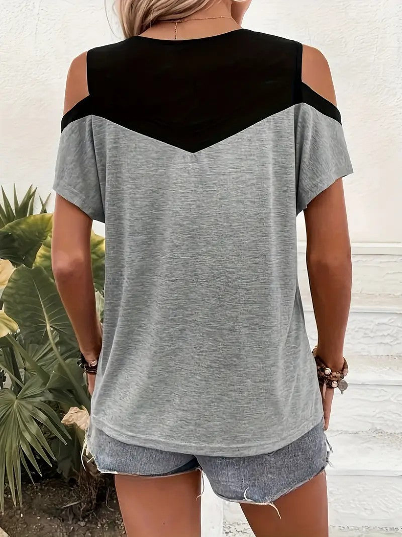Women's Off-shoulder Casual Short-sleeve Round-neck Top