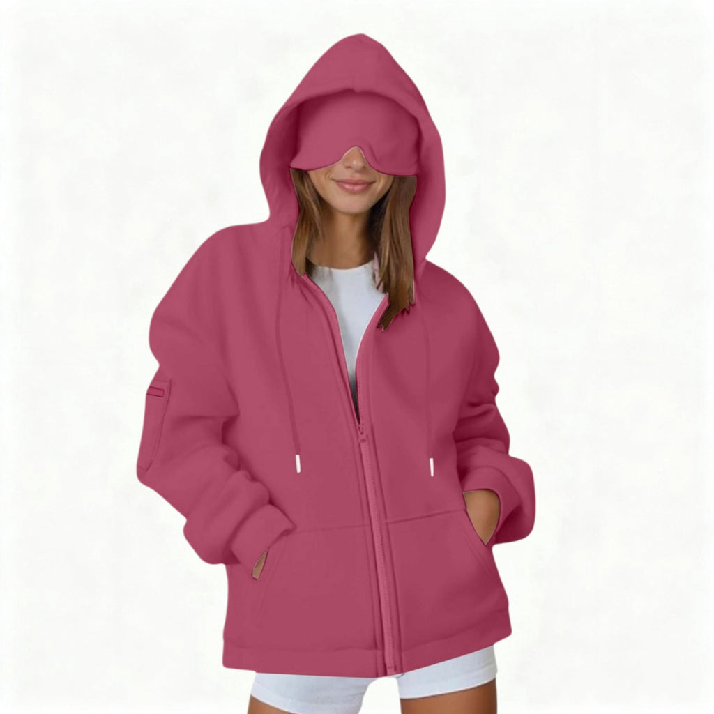 Hooded Cardigan Long-sleeve Zip-up Sweatshirt For Women