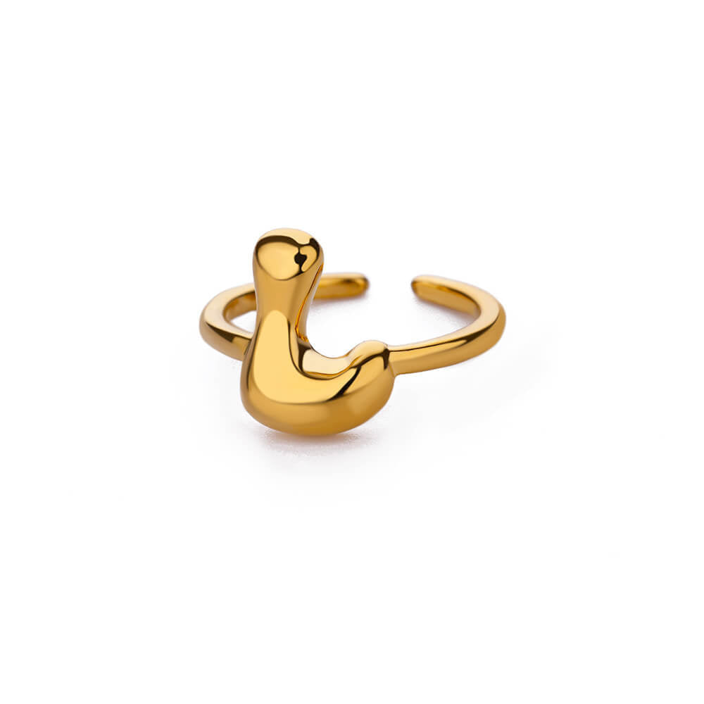 Cute Bubble Letters Ring Gold 18K Gold Plated Ring
