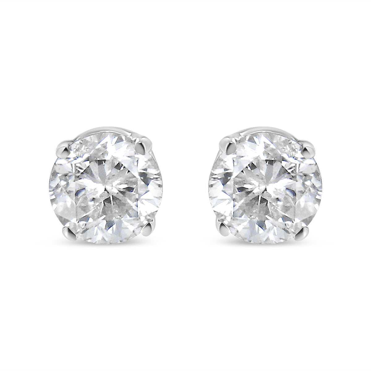 14K White Gold Round Cut Diamond Solitaire Stud Earrings (1/2 cttw, H-I Color, SI1-SI2 Clarity)