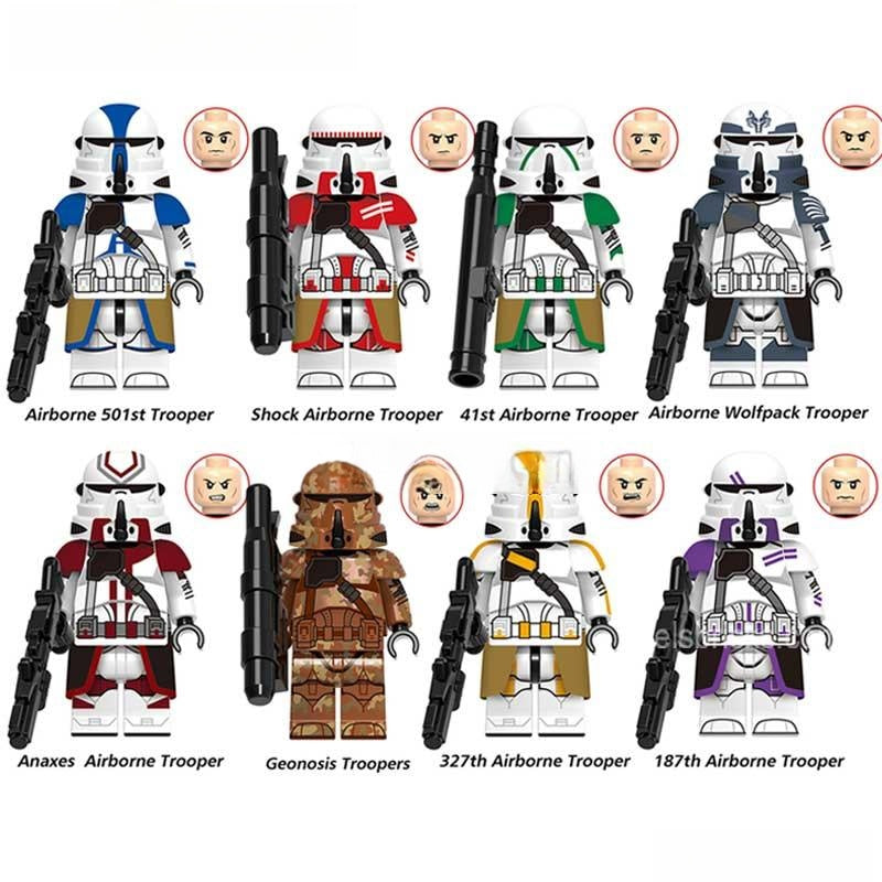 Airborne Clone troopers Set of 8 | Lego Star Wars Minifigures Custom Toys