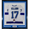 Framed Autographed/Signed Alex Killorn 35x39 Tampa Bay White Hockey Jersey JSA COA