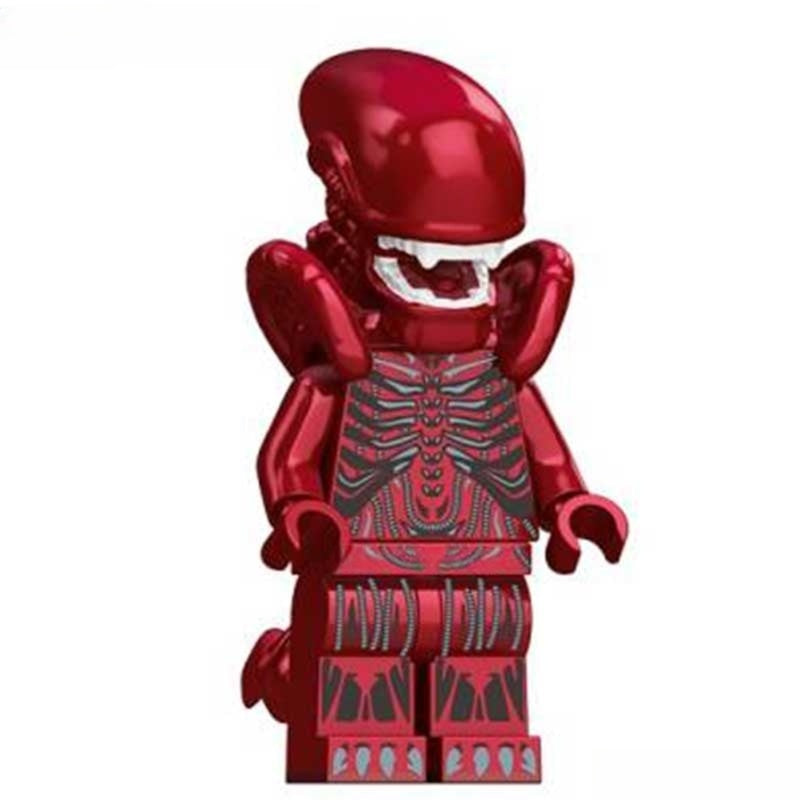 Alien Xenomorph metalic Pink & Red Lego Compatible Minifigure
