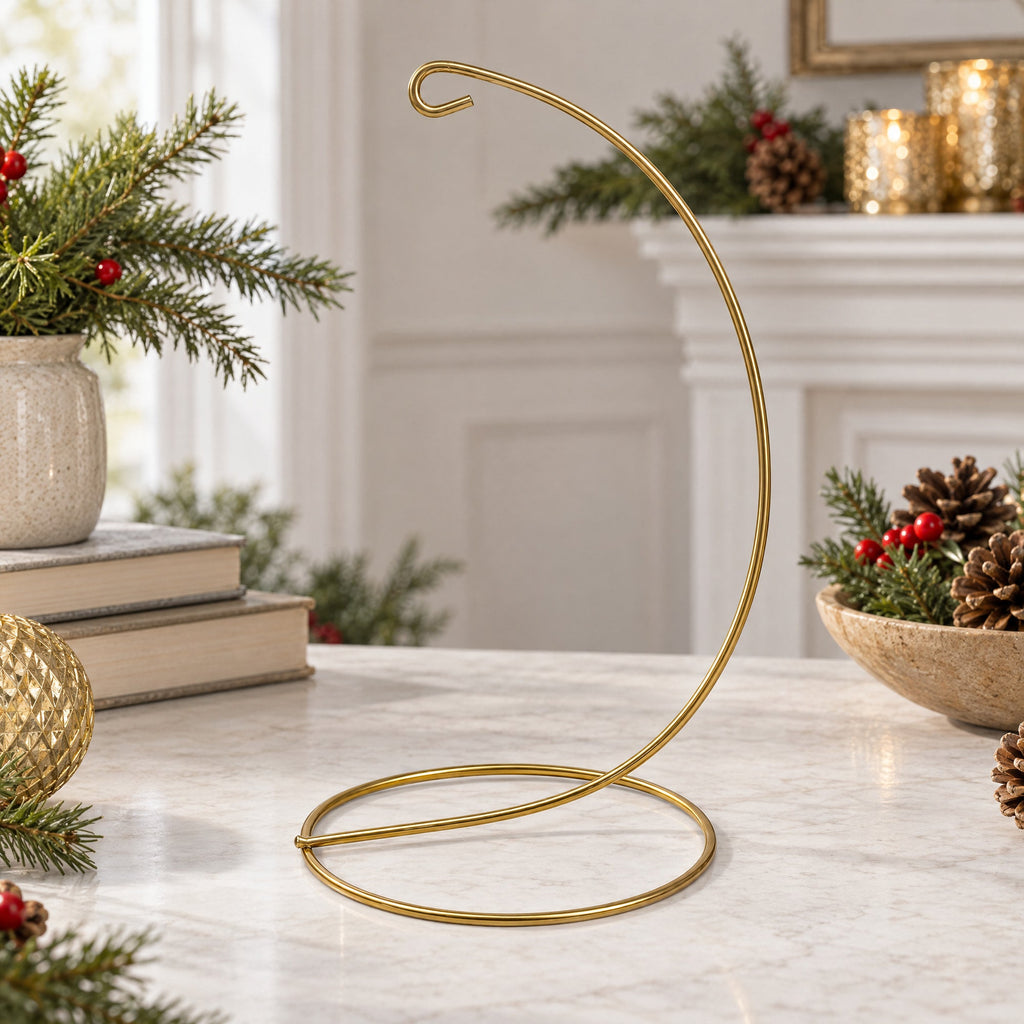 Open Frame Gold Metal Ornament Display Stand 9.2 Inches