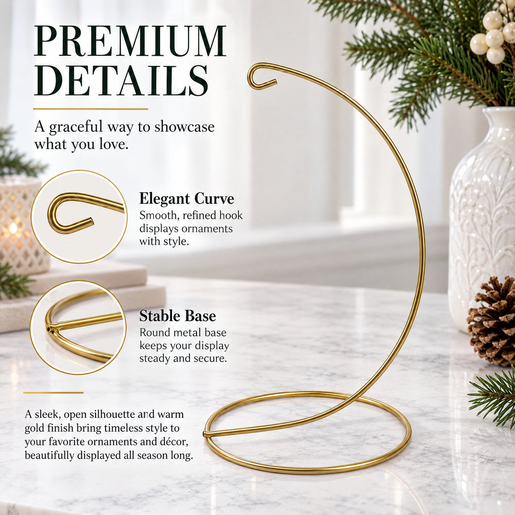 Open Frame Gold Metal Ornament Display Stand 9.2 Inches