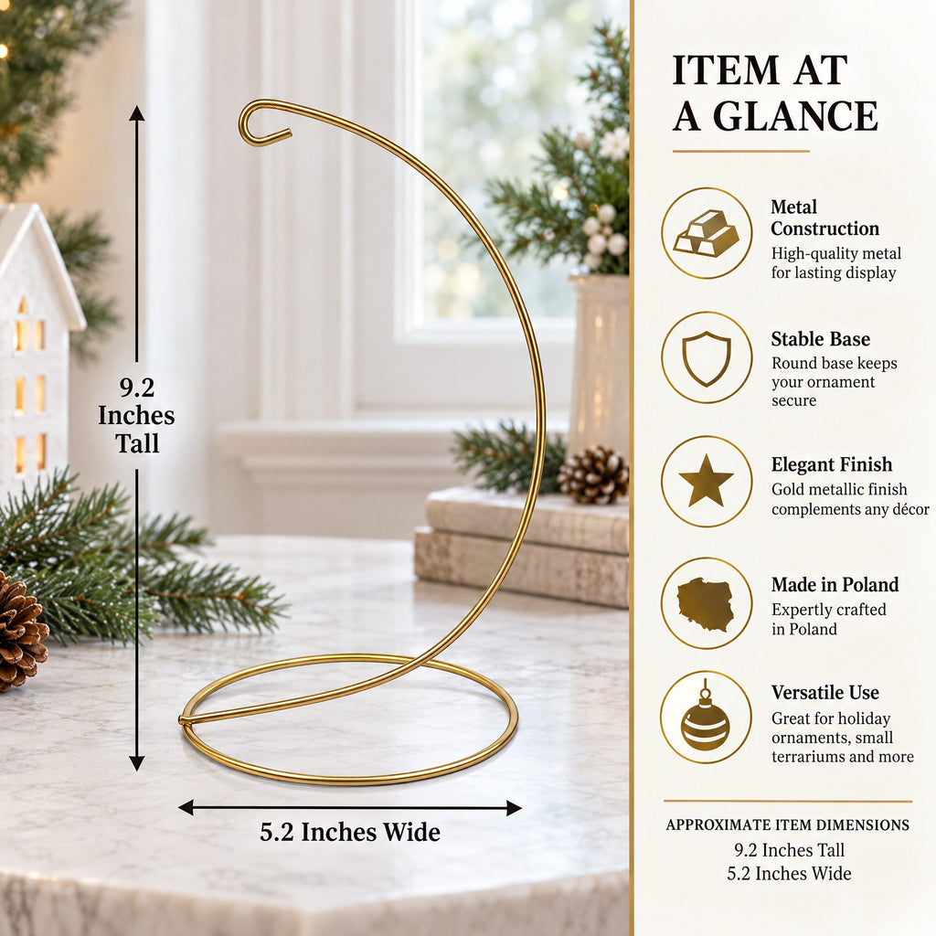 Open Frame Gold Metal Ornament Display Stand 9.2 Inches