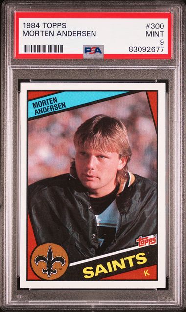 Graded 1984 Topps Morten Andersen #300 Rookie RC Football Card PSA 9 Mint