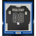 Framed Autographed/Signed Andrei Vasilevskiy 35x39 Tampa Bay Black Hockey Jersey PSA/DNA COA
