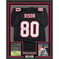 Framed Autographed/Signed Andre Rison 35x39 Atlanta Black Football Jersey Beckett BAS COA