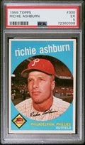Graded 1959 Topps Richie Ashburn #300 Baseball Card PSA 5 Excellent