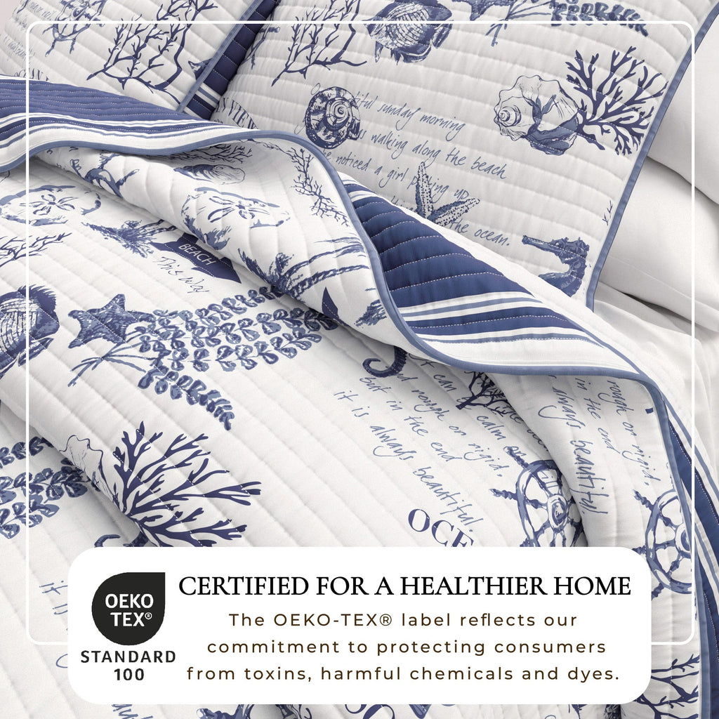 Coastal Printed Cotton Quilt Set - Calypso Collection