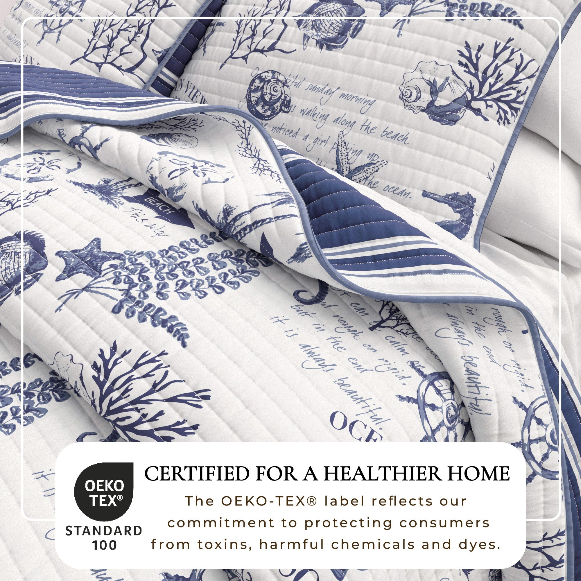 Coastal Printed Cotton Quilt Set - Calypso Collection