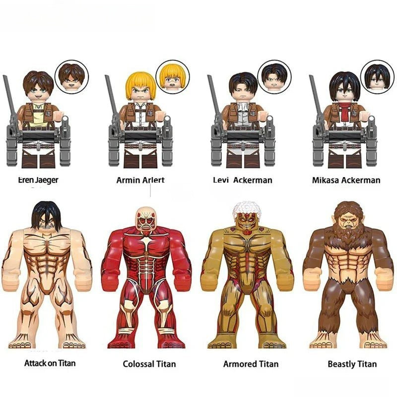 Attack on Titan Anime Set of 8 Minifigure Toy