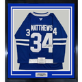 Framed Autographed/Signed Auston Matthews 35x39 Toronto Maple Leafs Authentic Blue Hockey Jersey Fanatics COA