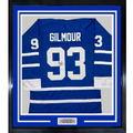Framed Autographed/Signed Doug Gilmour 35x39 Toronto Blue Hockey Jersey JSA COA