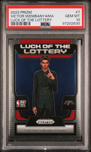 Graded 2023 Panini Prizm Victor Wembanyama #7 Luck of the Lottery Rookie RC Basketball Card PSA 10 Gem Mint