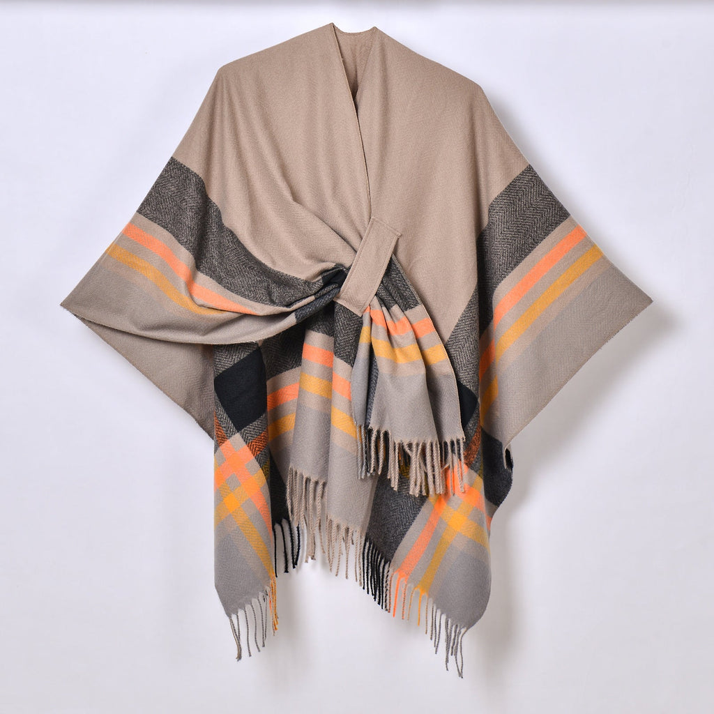 Adjustable Strap New European And American Classic Plaid Shawl