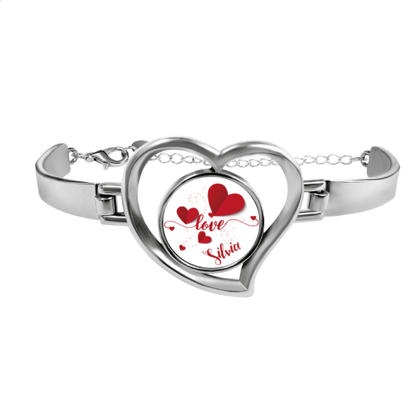Personalized Heart Bracelet – Custom Name Love Bangle