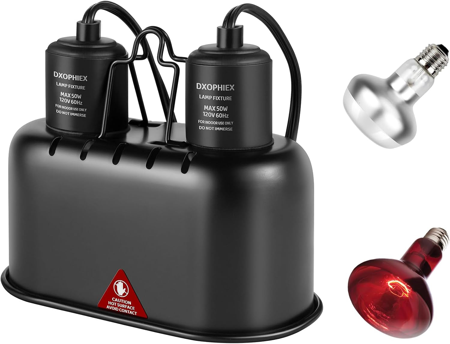 DXOPHIEX Reptile Heat Lamp Fixture Deep Dome Basking Light 5 Options