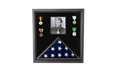 Military Photo Flag and Medal Display Case - folded 3x5 American flag
