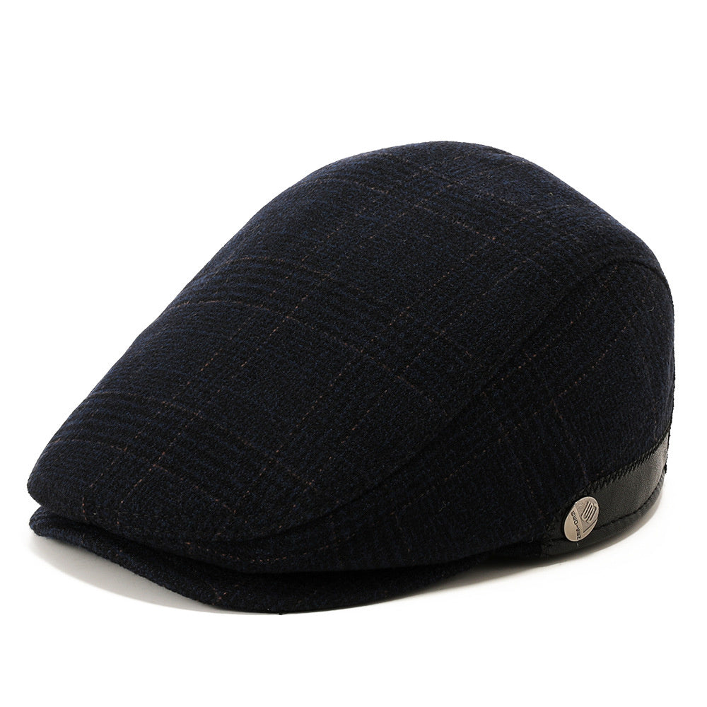 Woolen Beret Herringbone Pattern Adjustable