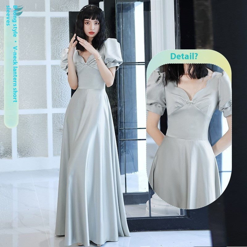 Avocado Green Sisters Group Dress Skirt Women Satin Spring