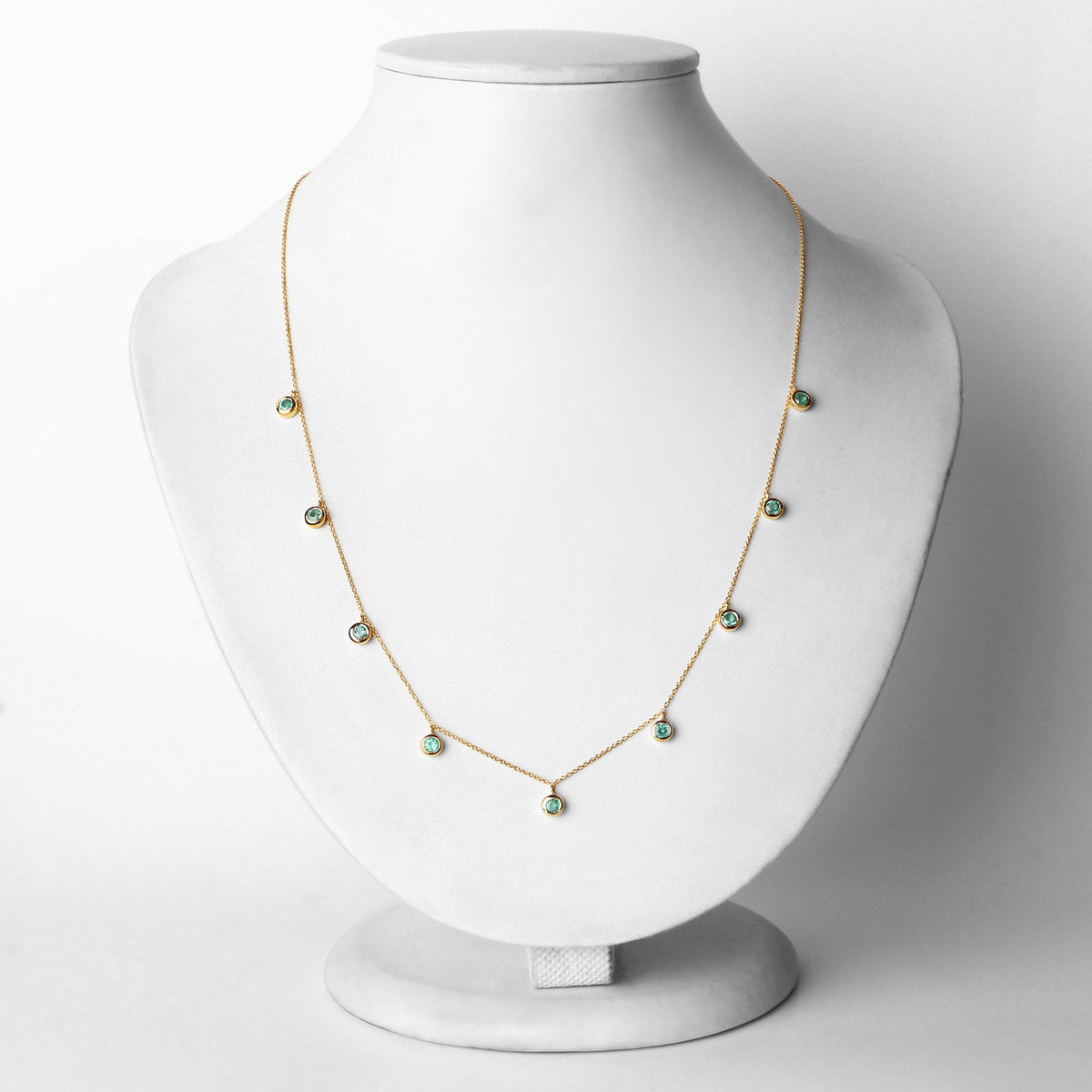 0.90 Carat Genuine Zambian Emerald 10K Yellow Gold Necklace