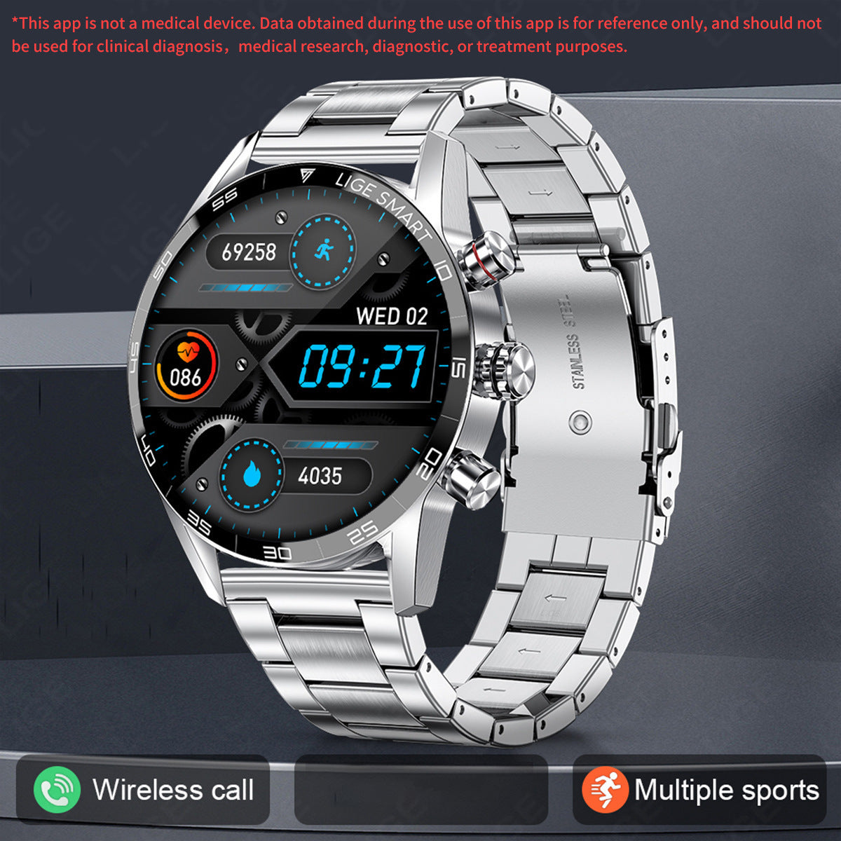 Multifunctional Bluetooth Smartwatch For Men With Blood Pressure And Heart Rate Monitoring