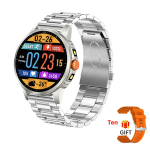 Silver Steel Orange Strap