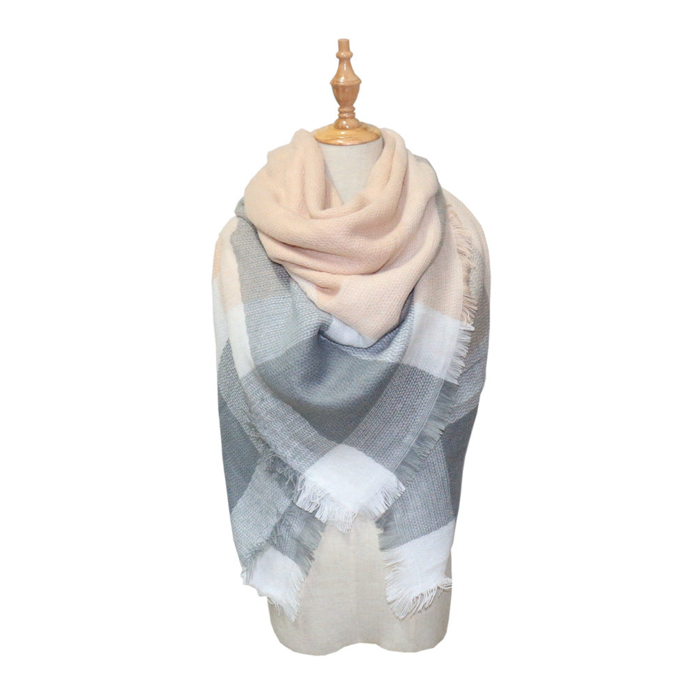 Plaid-print Versatile Neck Scarf Shawl