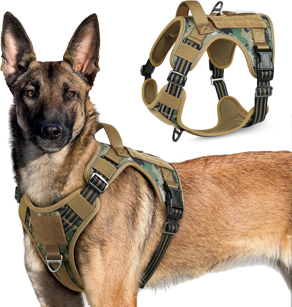 No-Pull Tactical Dog Harness MOLLE Vest for Medium & Large Dogs