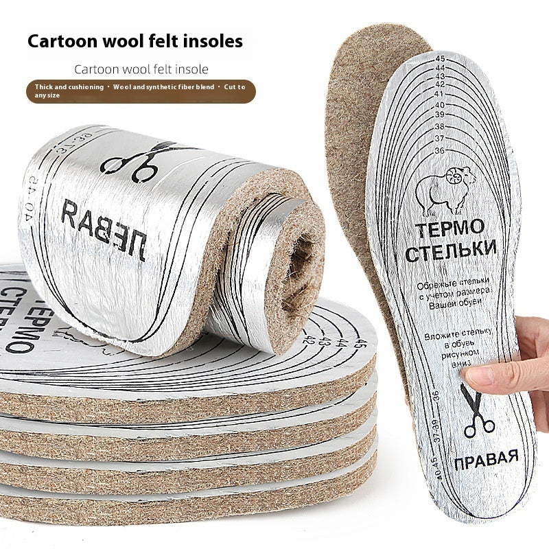 Cartoon Wool Carpet Insole Thick Warm Shock Absorption